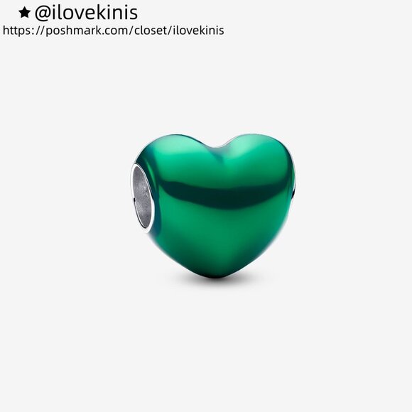 Pandora Metallic Green Heart Charm - Picture 1 of 6